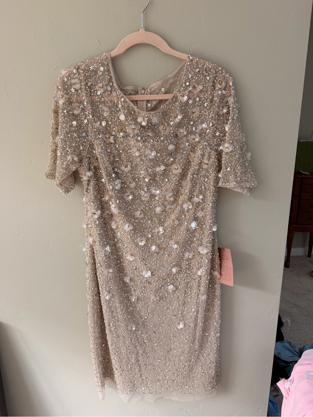 Adrianna Papell gorgeous floral beaded midi dress